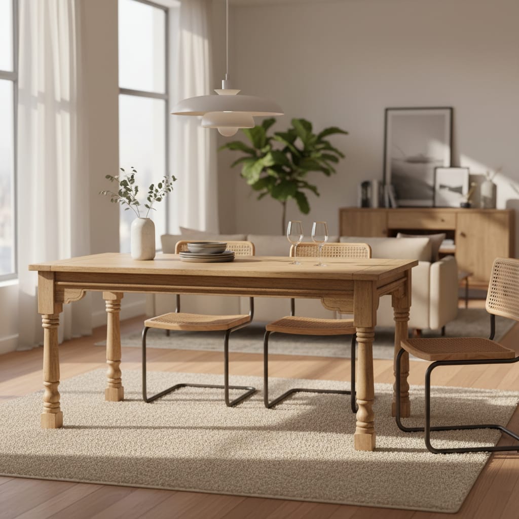 Handcrafted dining furniture in a beautiful interior